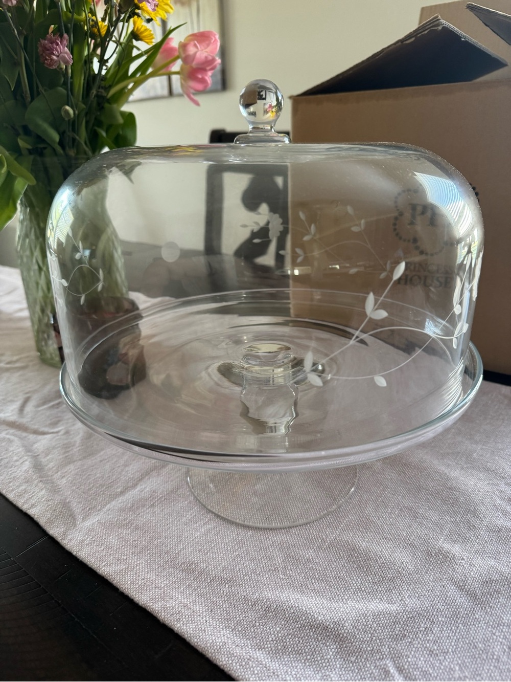 Princess House Clear Glass Cake Stand with Dome Lid